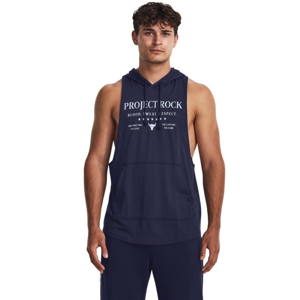 UNDER ARMOUR Project Rock BSR Hoodie Tank Top Blue Sz‎ S *NEW* 1382279-410 $50